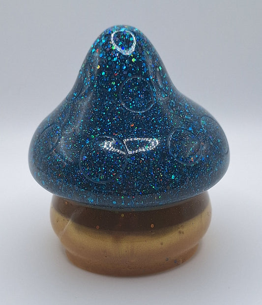 Mushroom - Resin (Blue Glitter and Gold base)