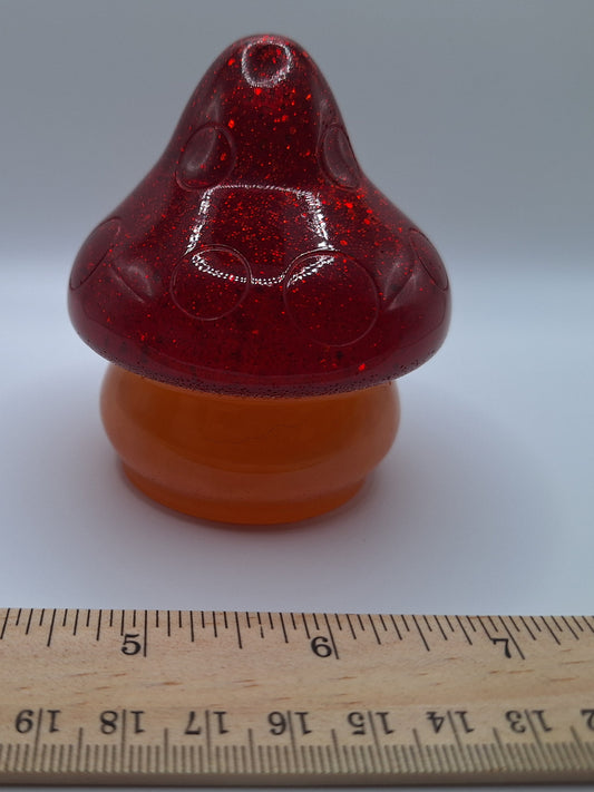 Mushroom - Resin (Orange Base, Red Glitter Top)